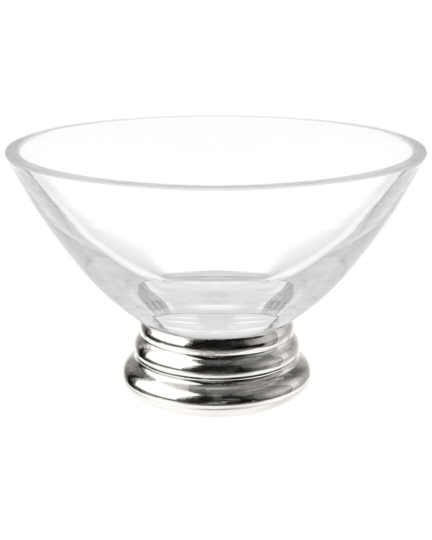 Barski Glass Clear/silver Footed Bowl