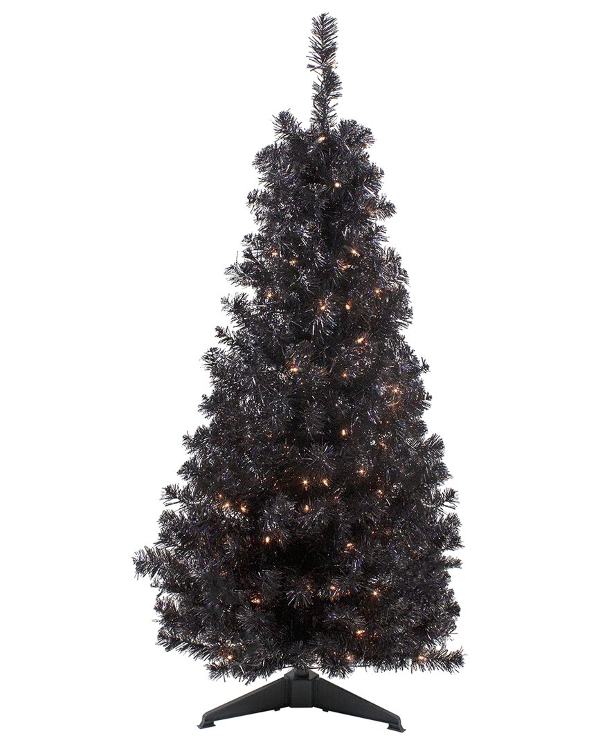 Northlight 4Ft Pre-Lit Slim Artificial Tinsel Halloween Tree