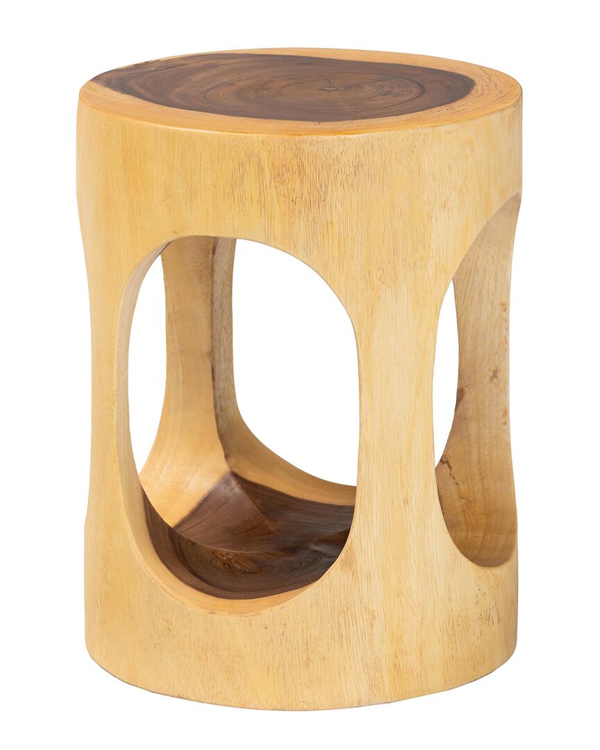Baxton Studio Kaseko Hand-carved Suar Wood Side Table In Brown