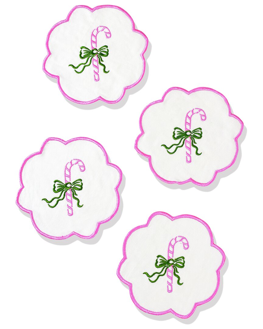 Tiramisu Set Of 4 Candy Cane Charm Embroidered Cocktail Napkins