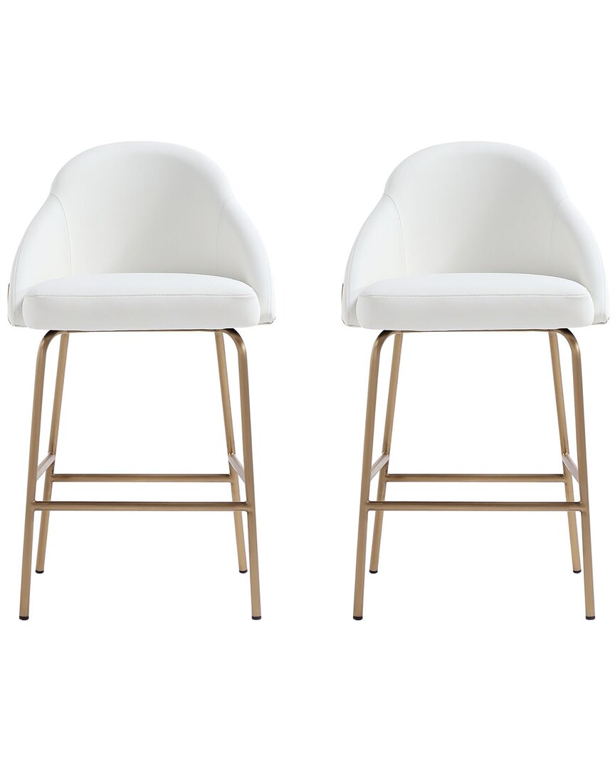Manhattan Comfort Set Of 2 Gracie Modern Leatherette Barstools With Steel Legs