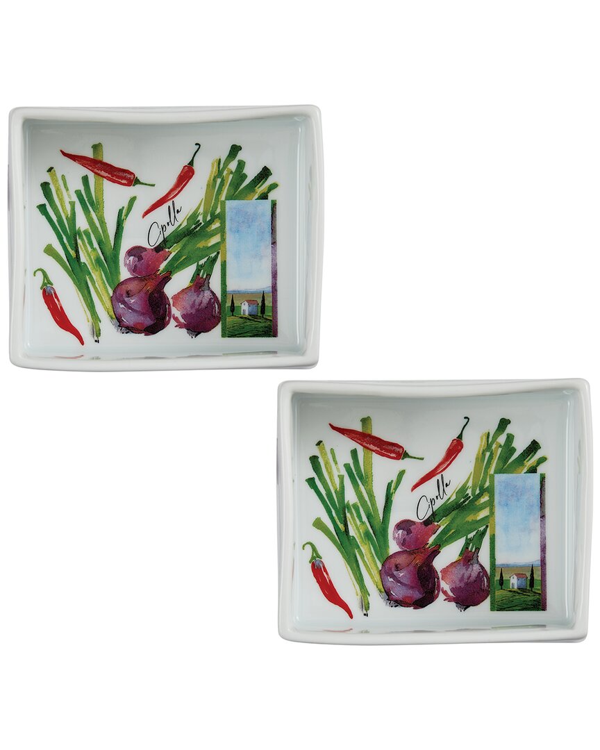 Rosanna Set Of 2 Antipasto Sfizioso Trays: Onion In Multi