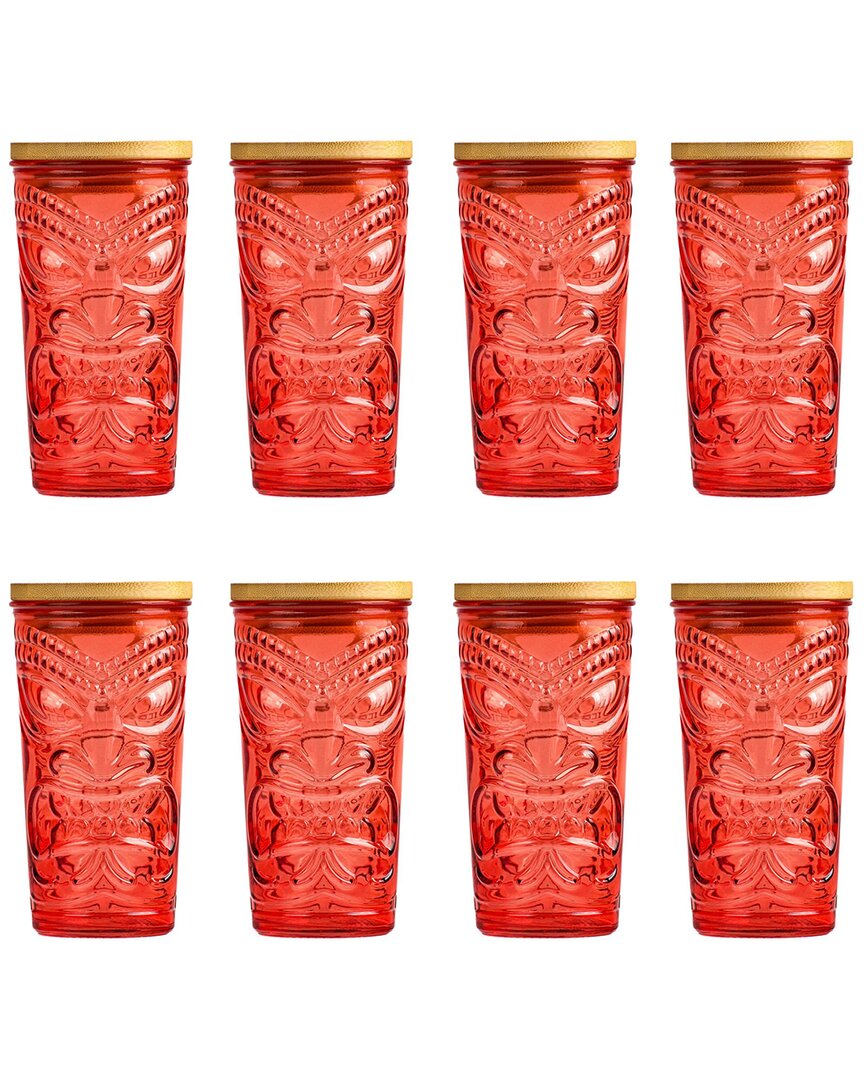 10 Strawberry Street Set Of 8 Tiki Sipper Glasses In Red
