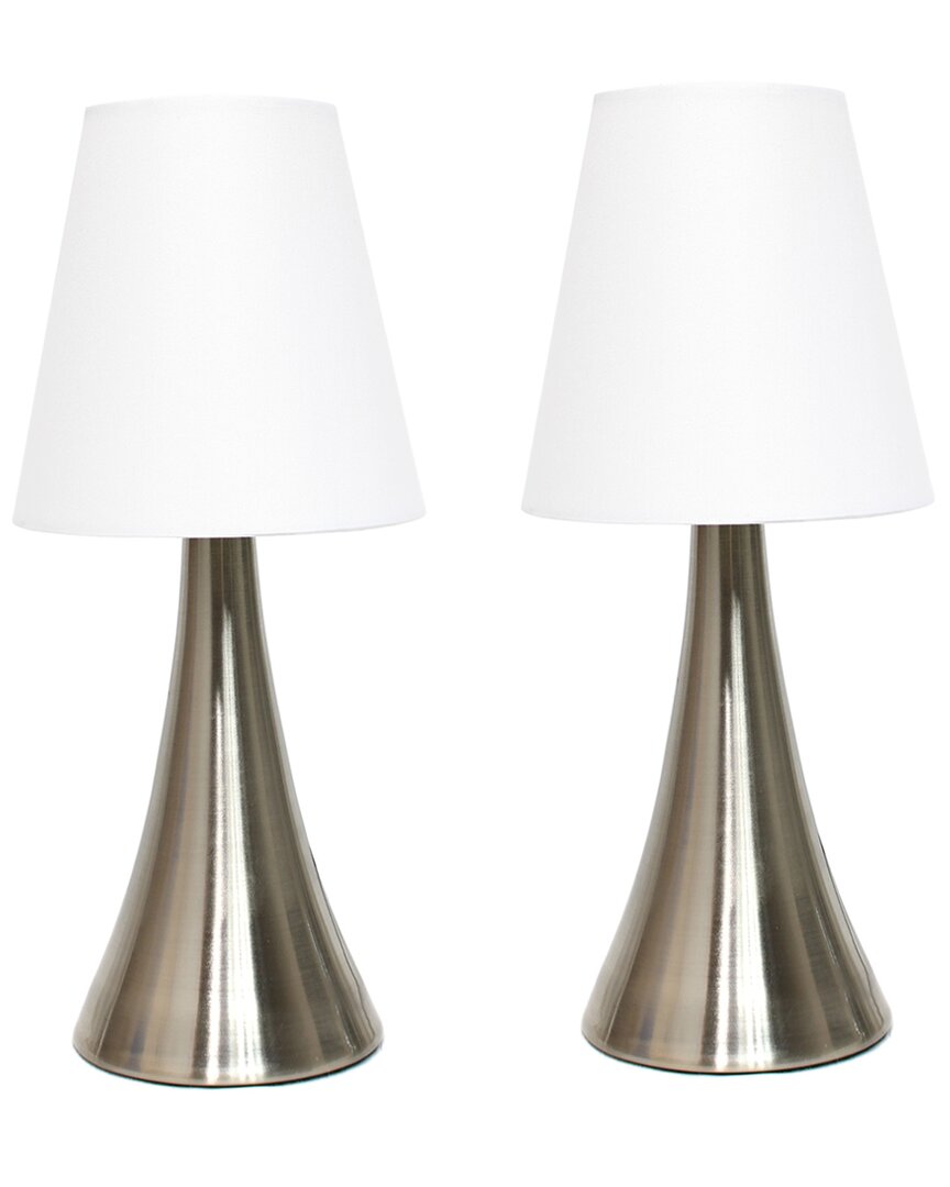 Lalia Home Laila Home Valencia 2 Pack Mini Touch Table Lamp Set With Fabric Shades In Brown