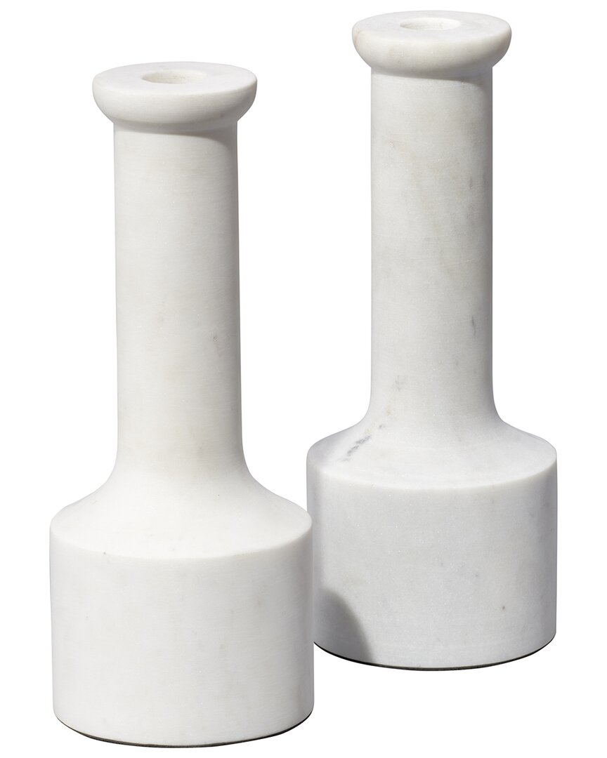 Jamie Young Set Of 2 Trumpet Marble Candlesticks