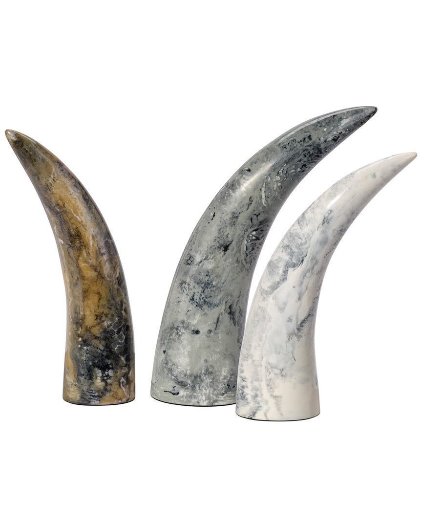 Jamie Young Set Of 3 Variegated Horn Decorative Objects