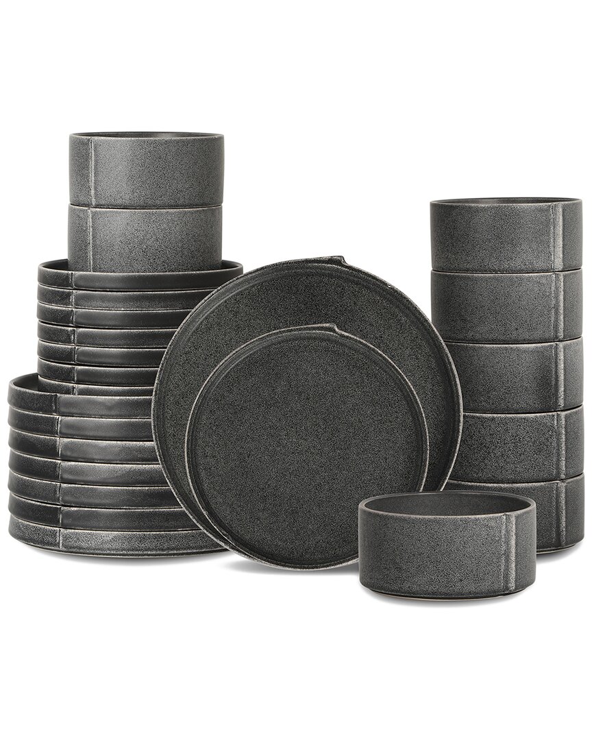 Stone Lain Bao 24pc Dinnerware Set In Grey