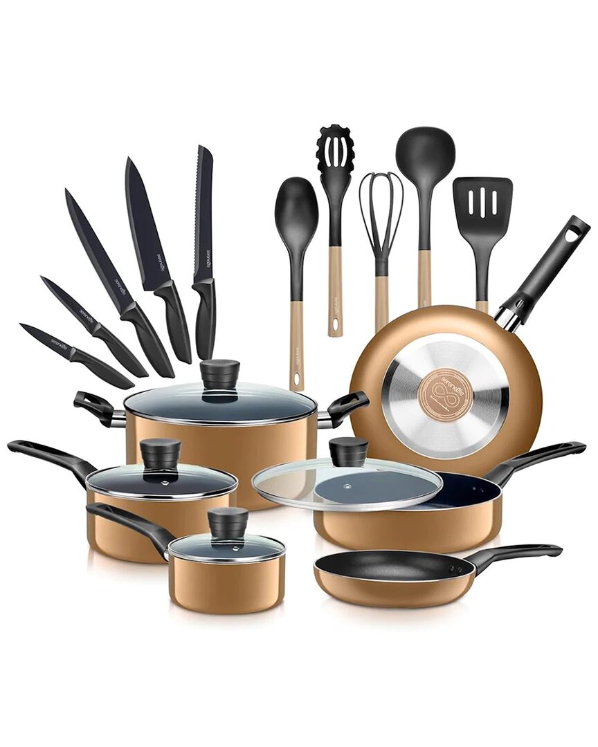 Serenelife 20pc Gold Cookware Set