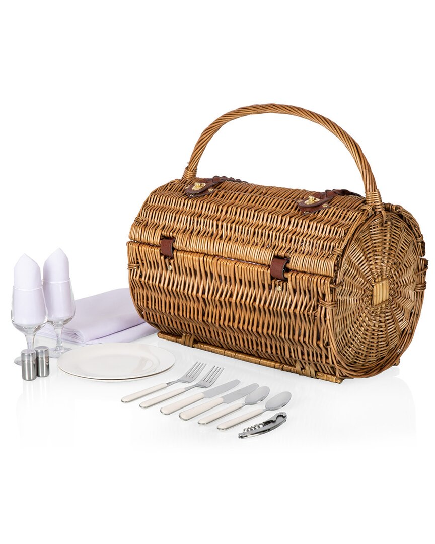 Picnic Time Barrel Gingham Picnic Basket In Red