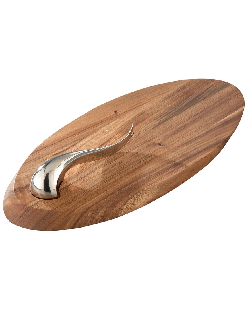 Shop Nambe Nambé Swoop Cheese Board With Knife In Brown