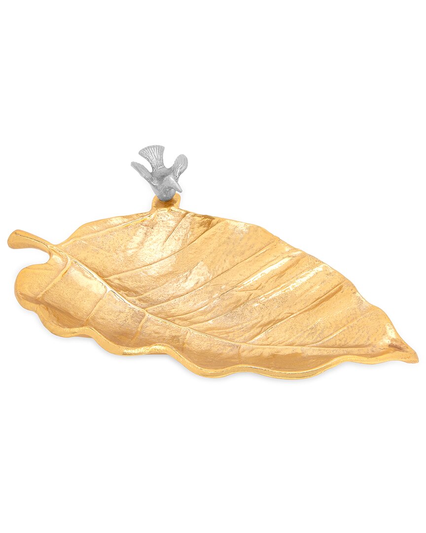 Alice Pazkus 11in Leaf Dish In Gold