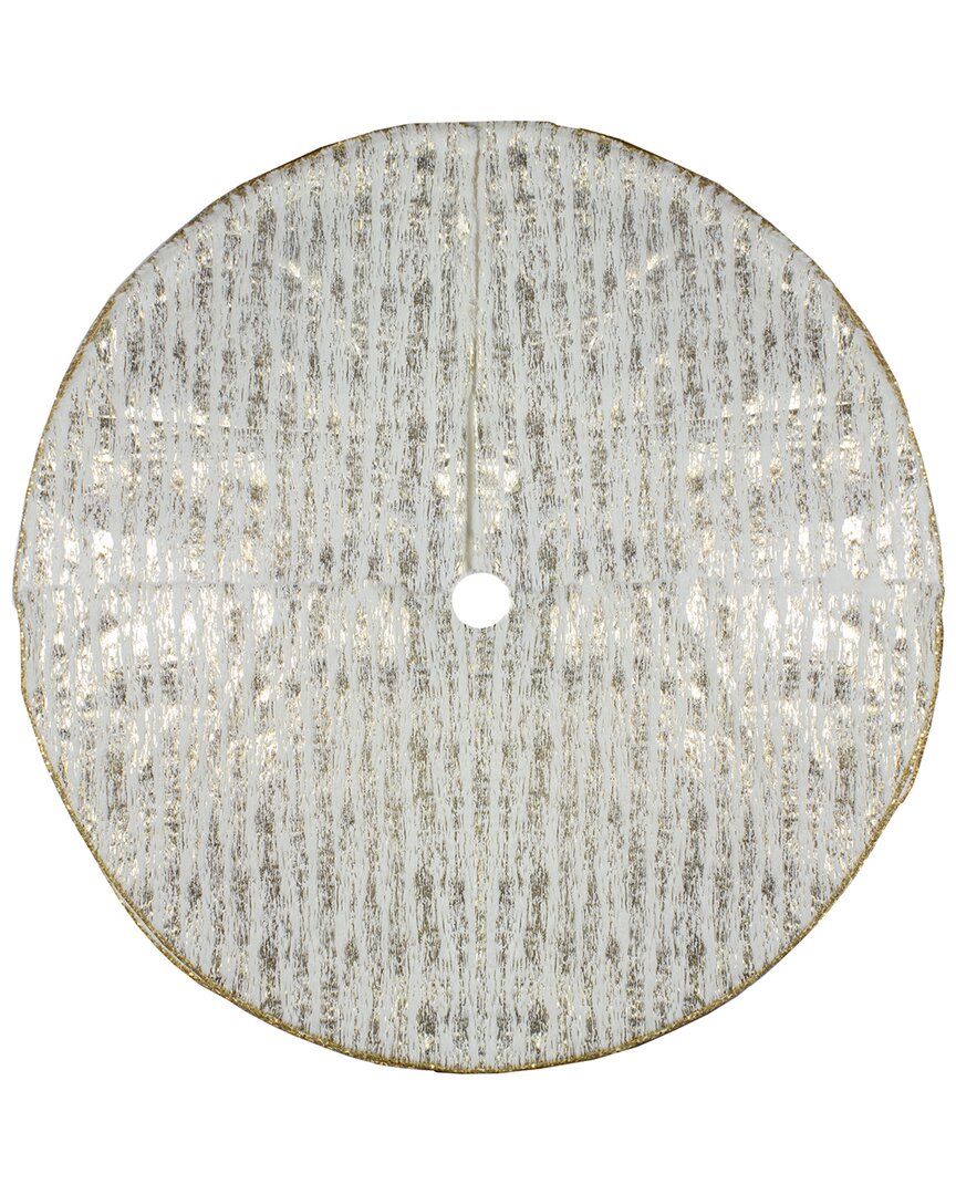 Northern Lights Northlight 48in Ivory And Gold Wood Grain Pattern Christmas Tree Skirt In Ivory