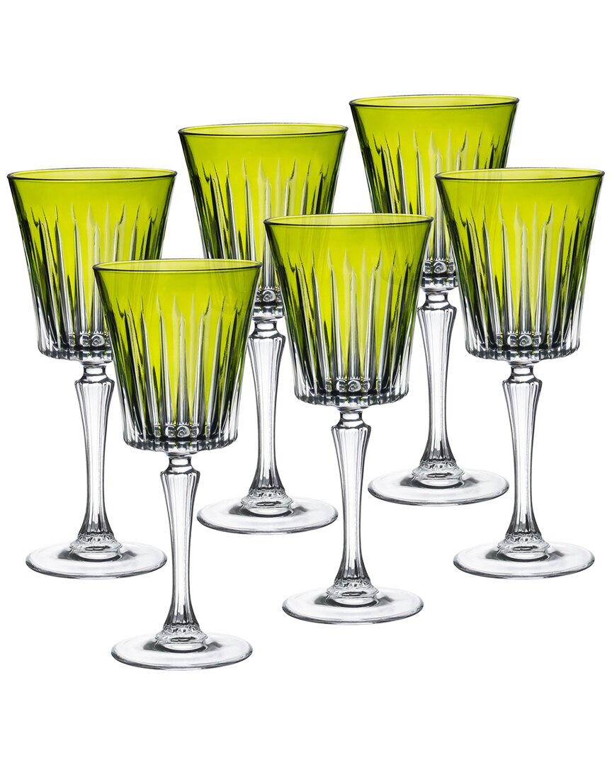 Barski Set Of 6 Wine Goblets In Green