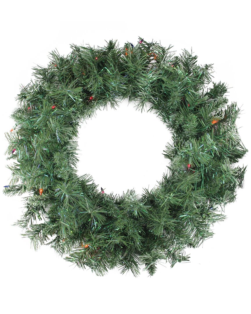 Shop Northern Lights Northlight 24in Pre-lit Minetoba Pine Artificial Christmas Wreath - Multi Lights In Green