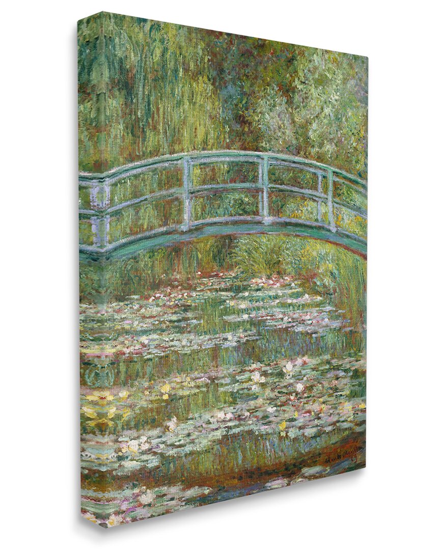Stupell Industries Bridge Over Lilies Monet Classic Painting Stretched Canvas Wall Art By Claude Monet In Green