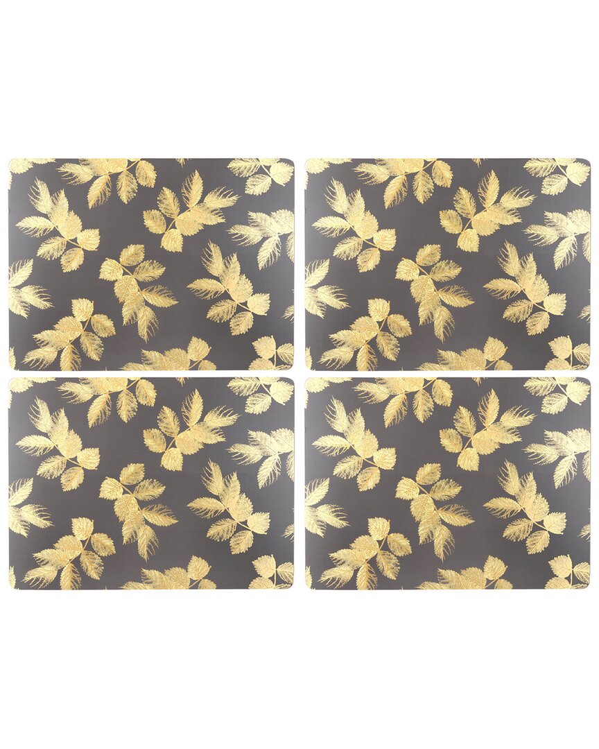 Pimpernel Set Of 4 Etched Leaves Large Placemats In Multi