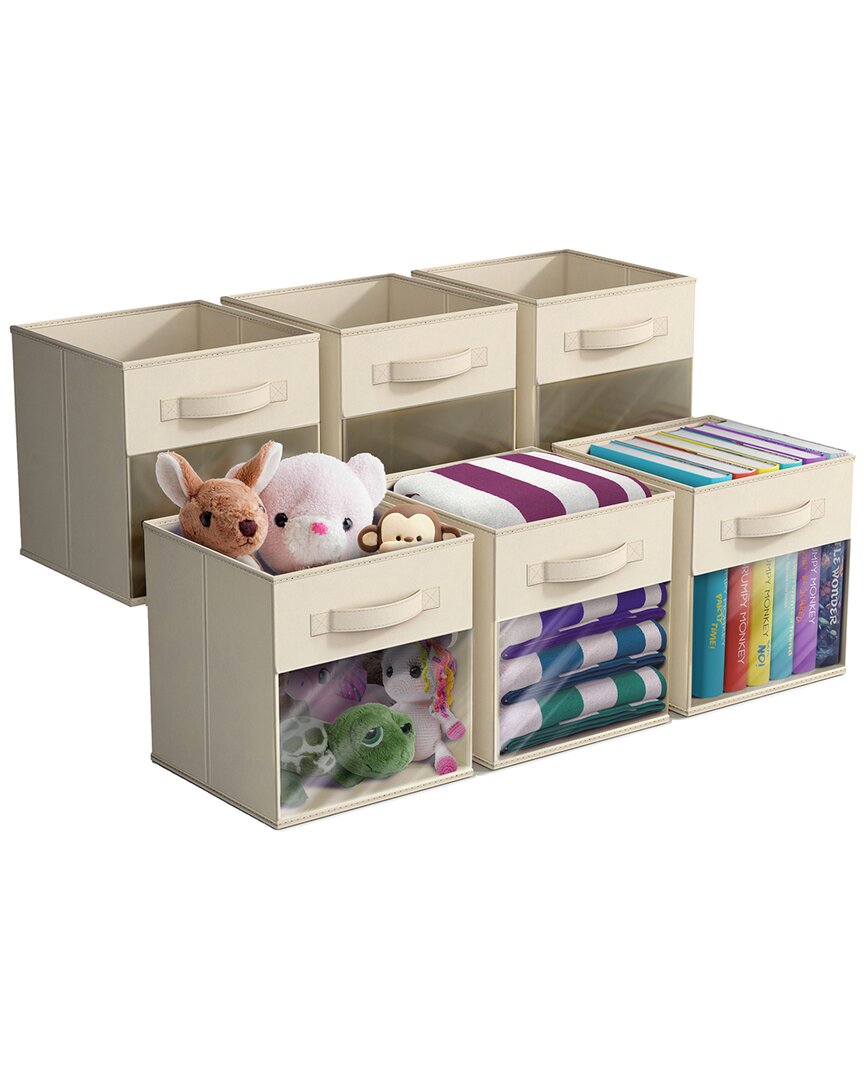 Sorbus 11in 6 Pack Collapsible Fabric Storage Bins In Neutral