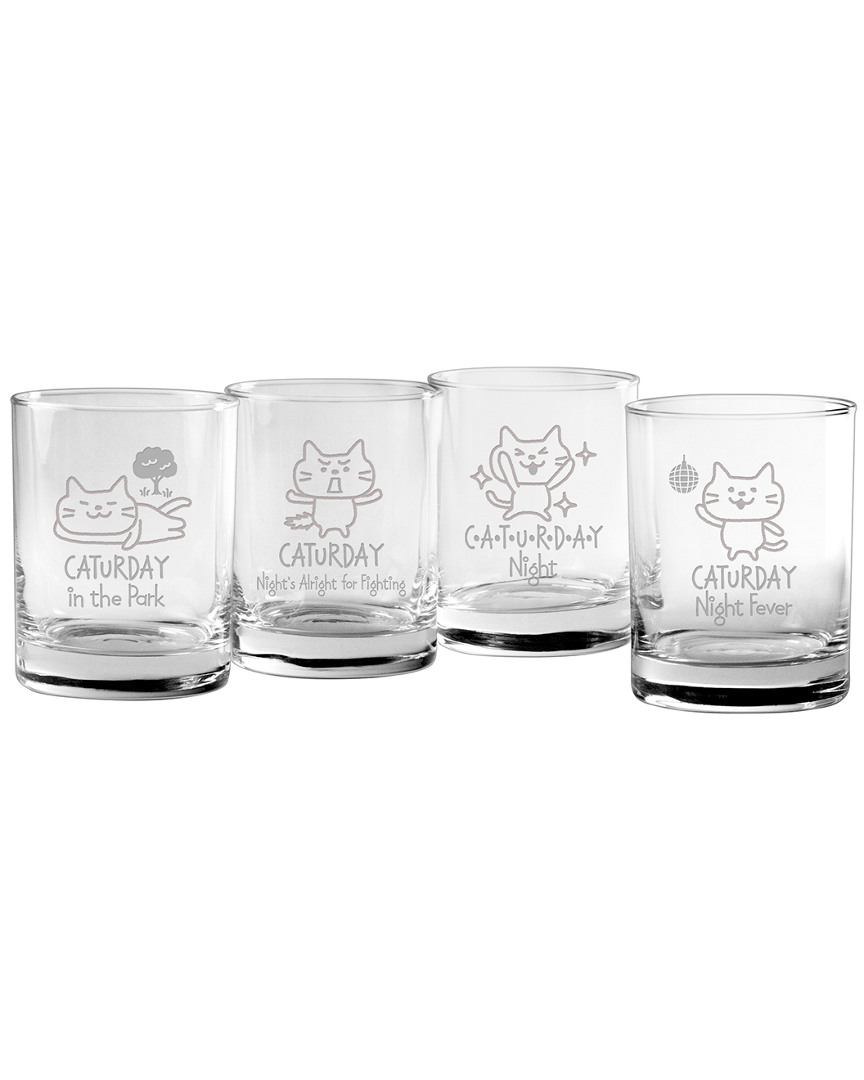 Susquehanna Glass Set Of 4 Caturday Assortment Rocks Glasses