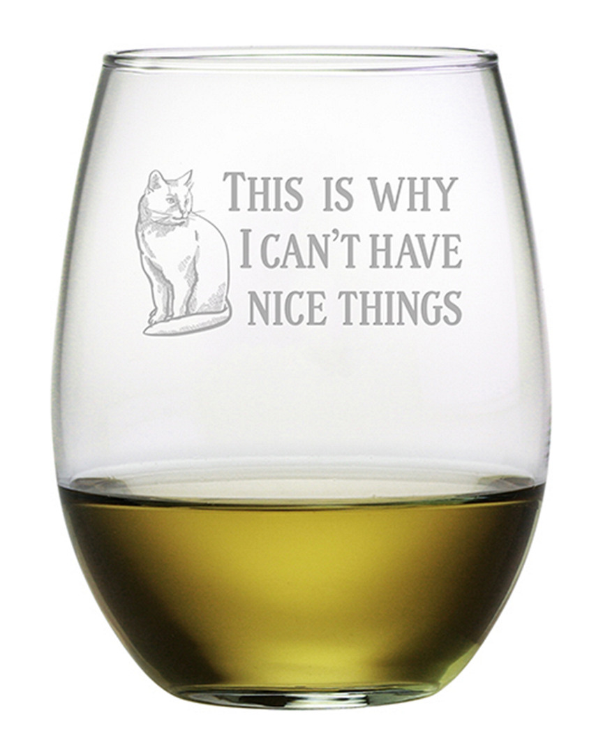 Susquehanna Glass Nice Things Cat Stemless Wine & Gift Box