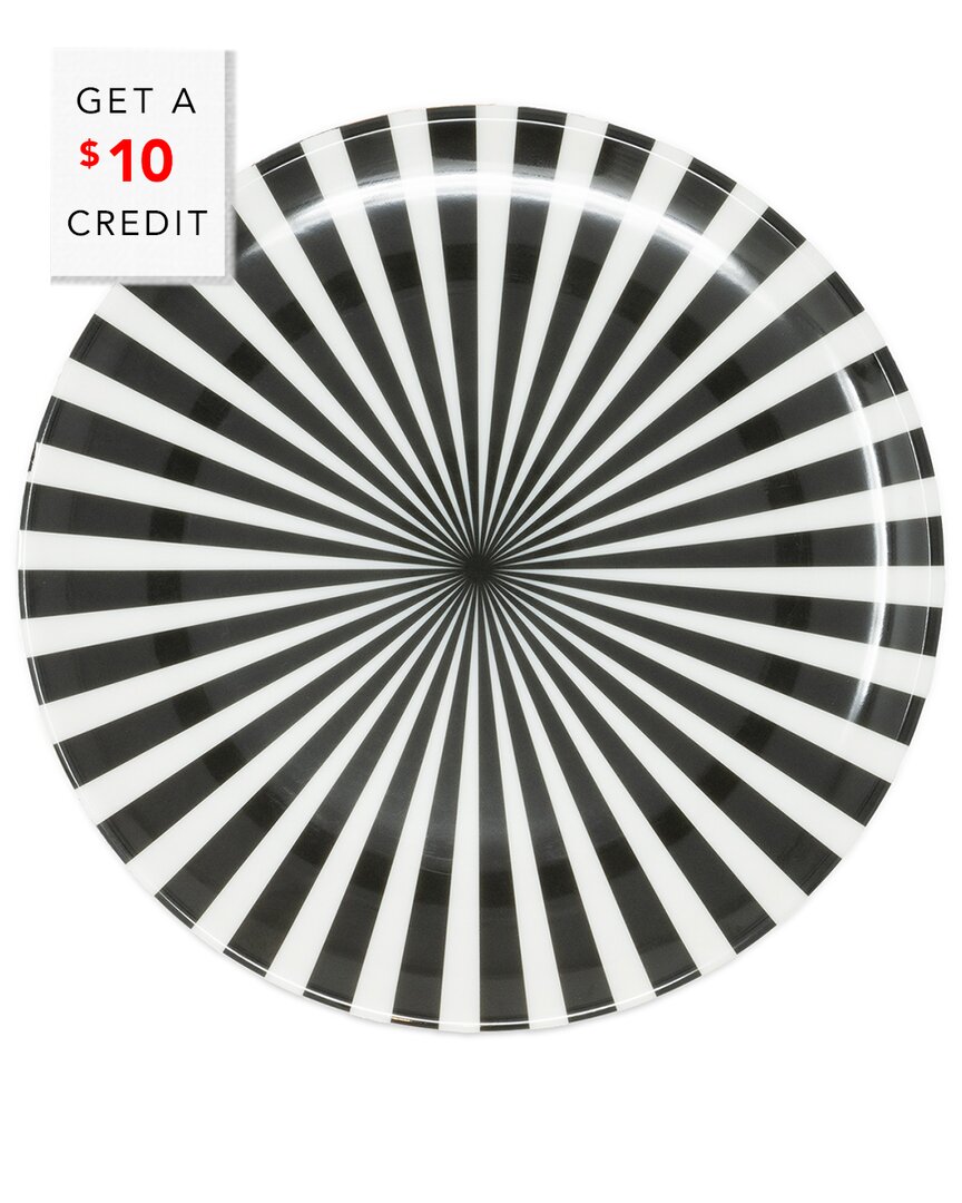 Elizabeth Sutton Home B&w Starburst Dinner Plate With $10 Credit