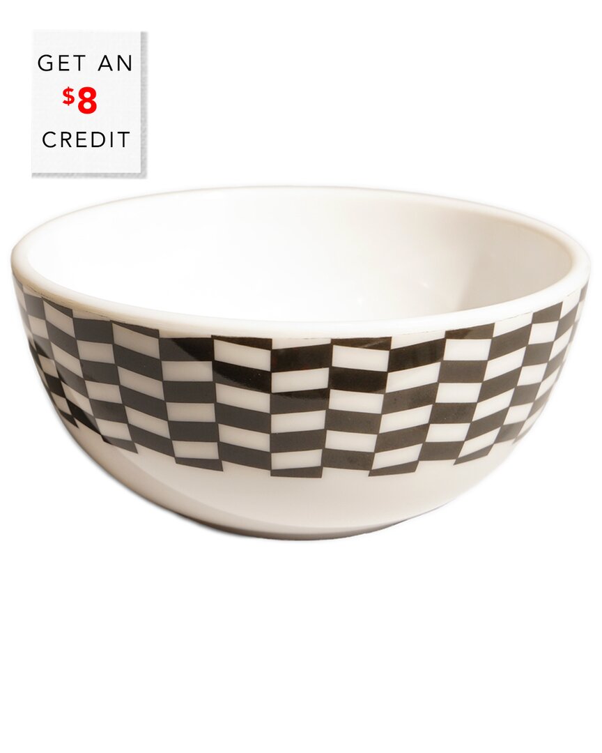 Elizabeth Sutton Home B&w Chevron Bowl With $8 Credit