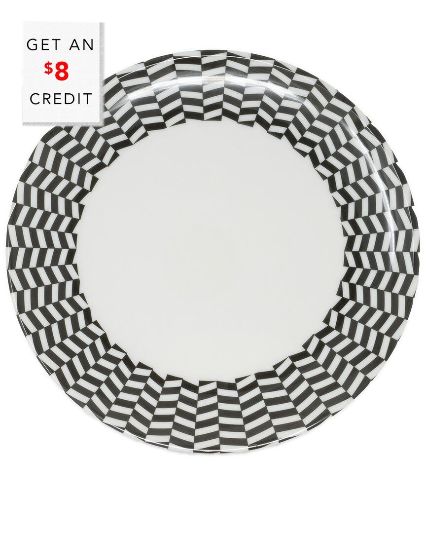 Elizabeth Sutton Home B&w Chevron Salad Plate With $8 Credit
