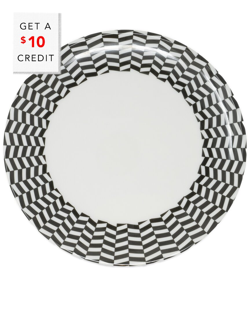 Elizabeth Sutton Home B&w Chevron Dinner Plate With $10 Credit