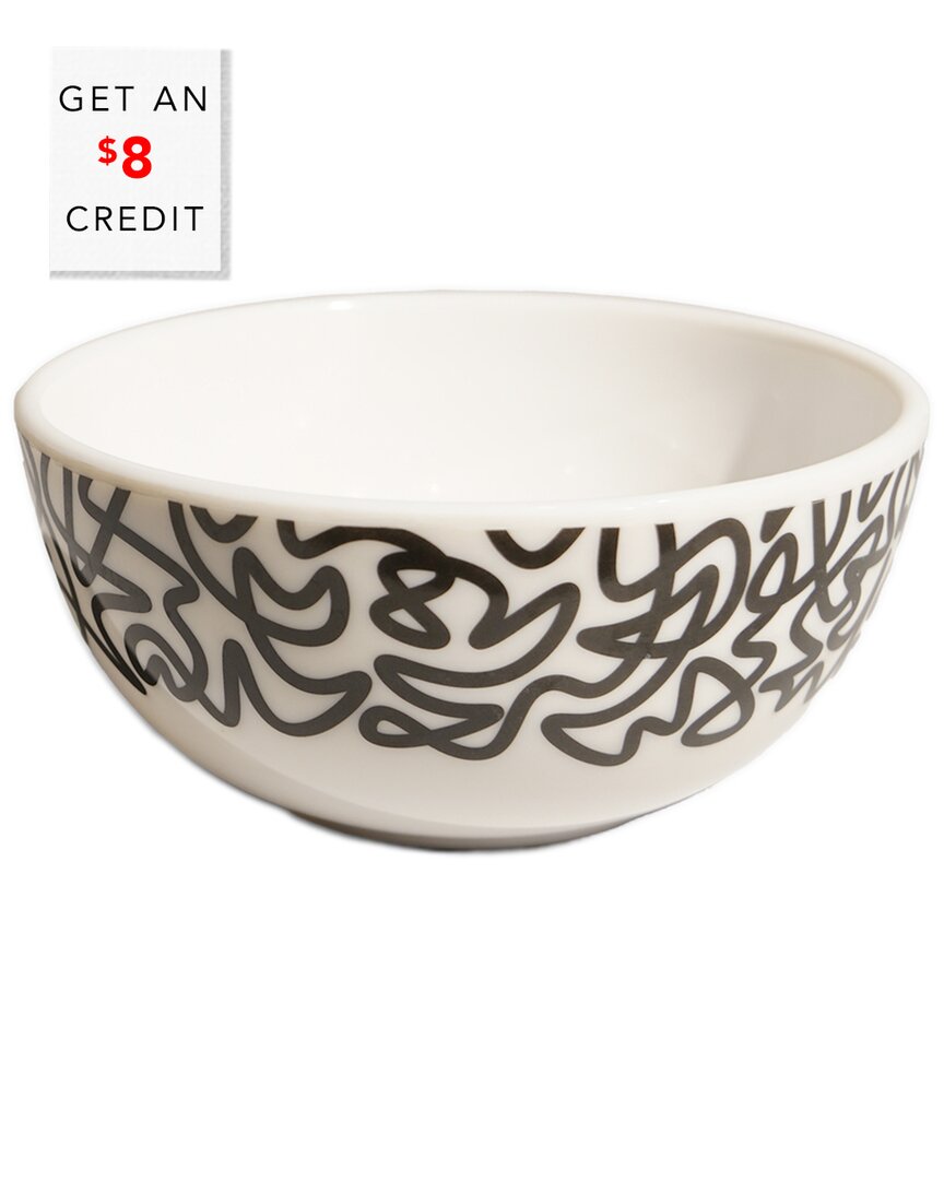 Elizabeth Sutton Home B&w Squiggly Bowl With $8 Credit