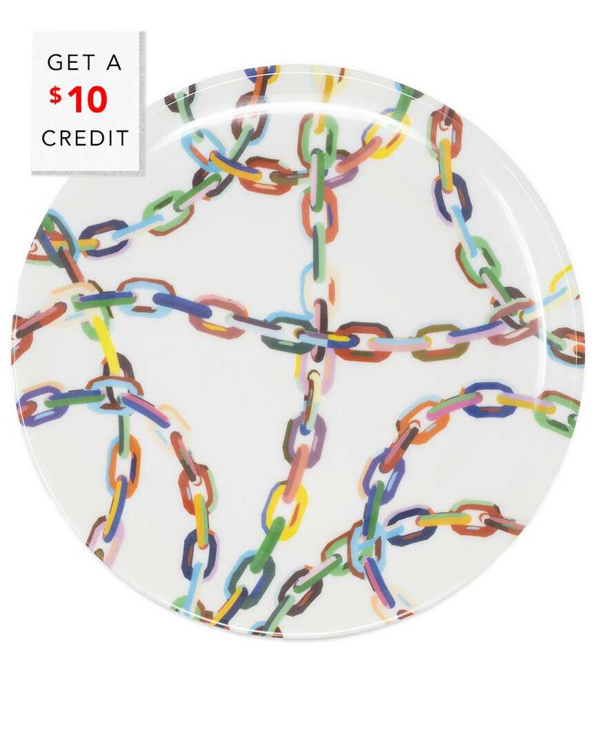 Elizabeth Sutton Home Large Chain Link Dinner Plate With $10 Credit In White