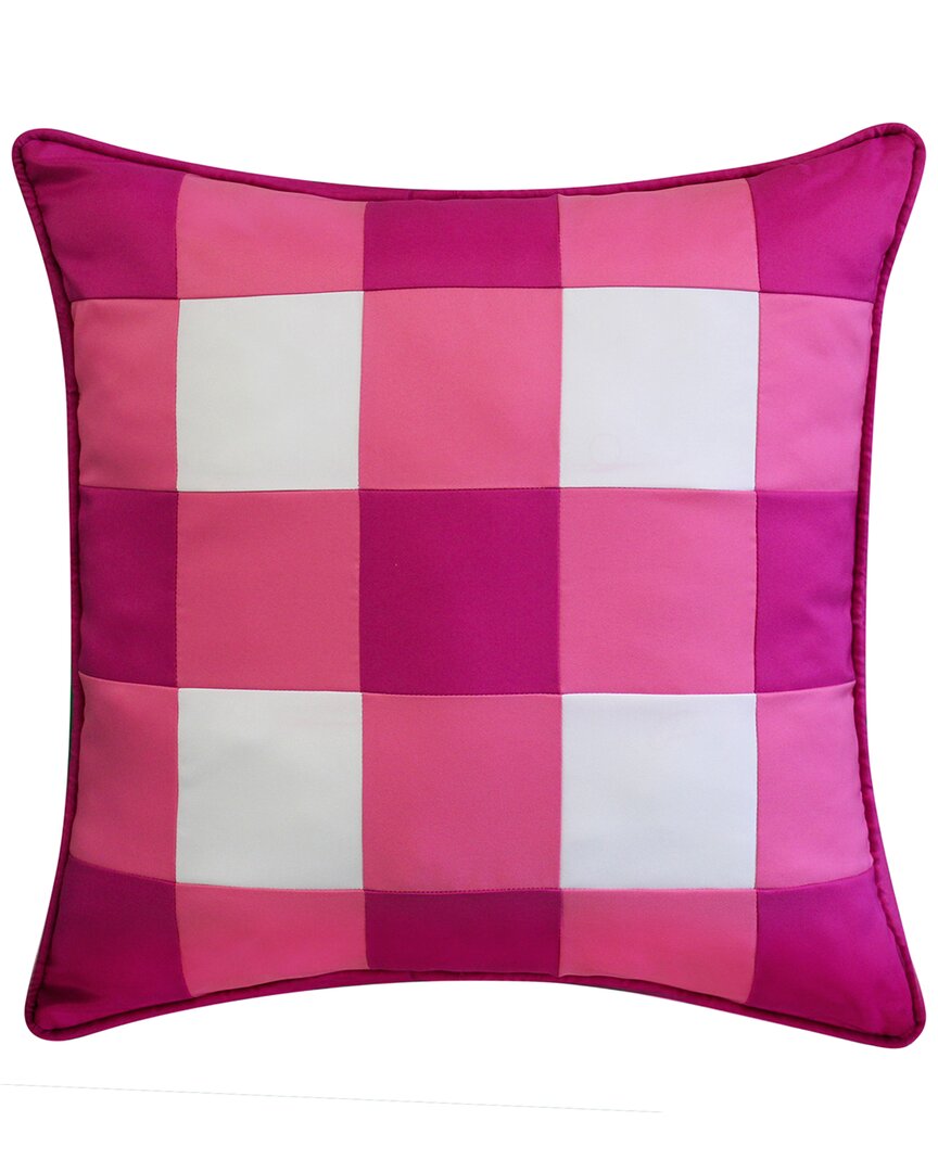 Edie Home Outdoor Gingham Decorative Pillow In Pink