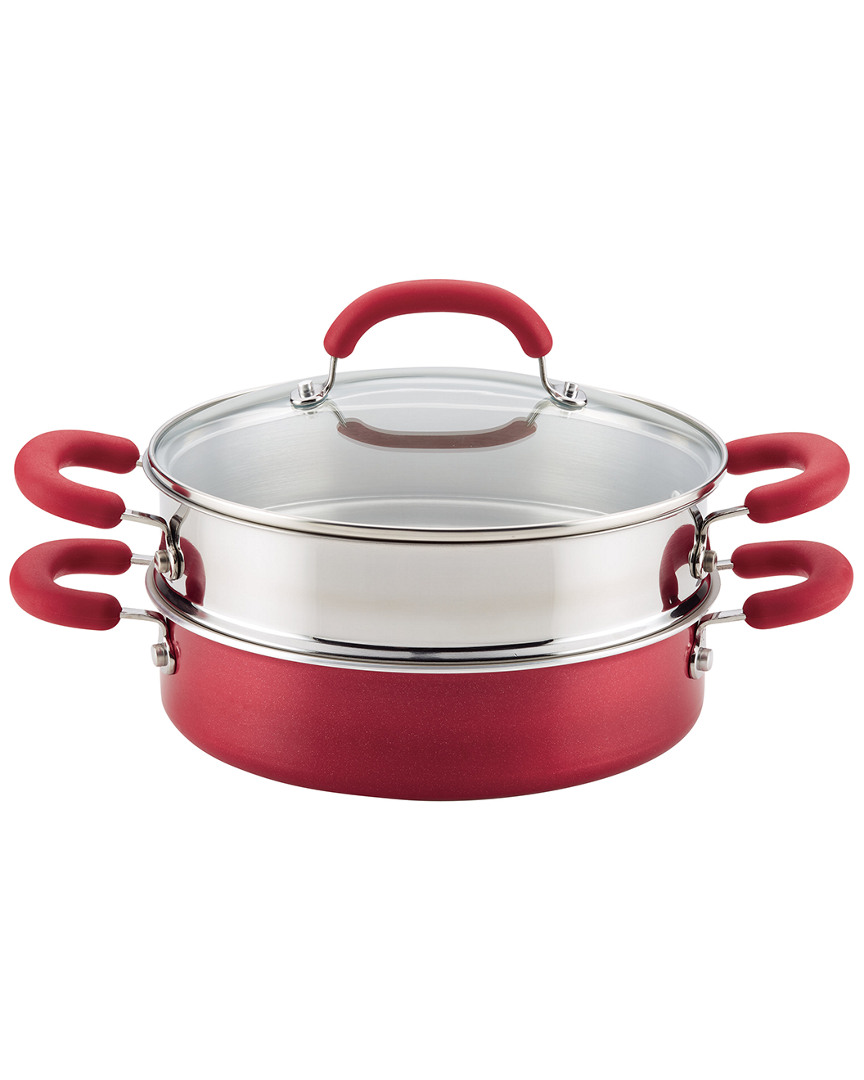 Rachael Ray Create Delicious Aluminum Nonstick Steam Set In Red Shimmer