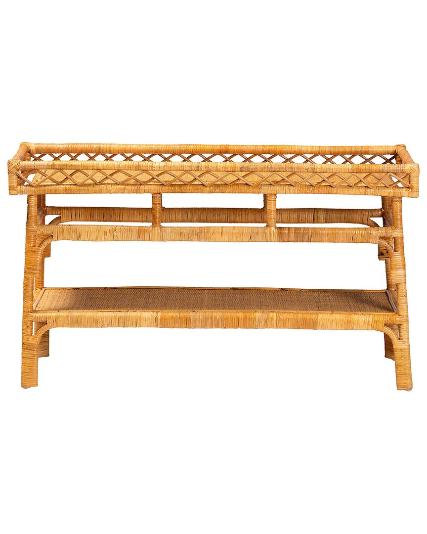 Baxton Studio Savitri Modern Bohemian Rattan 2-tier Console Table