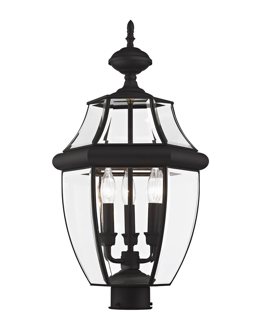 Livex Lighting 3-light Outdoor Post Top Lantern In Black