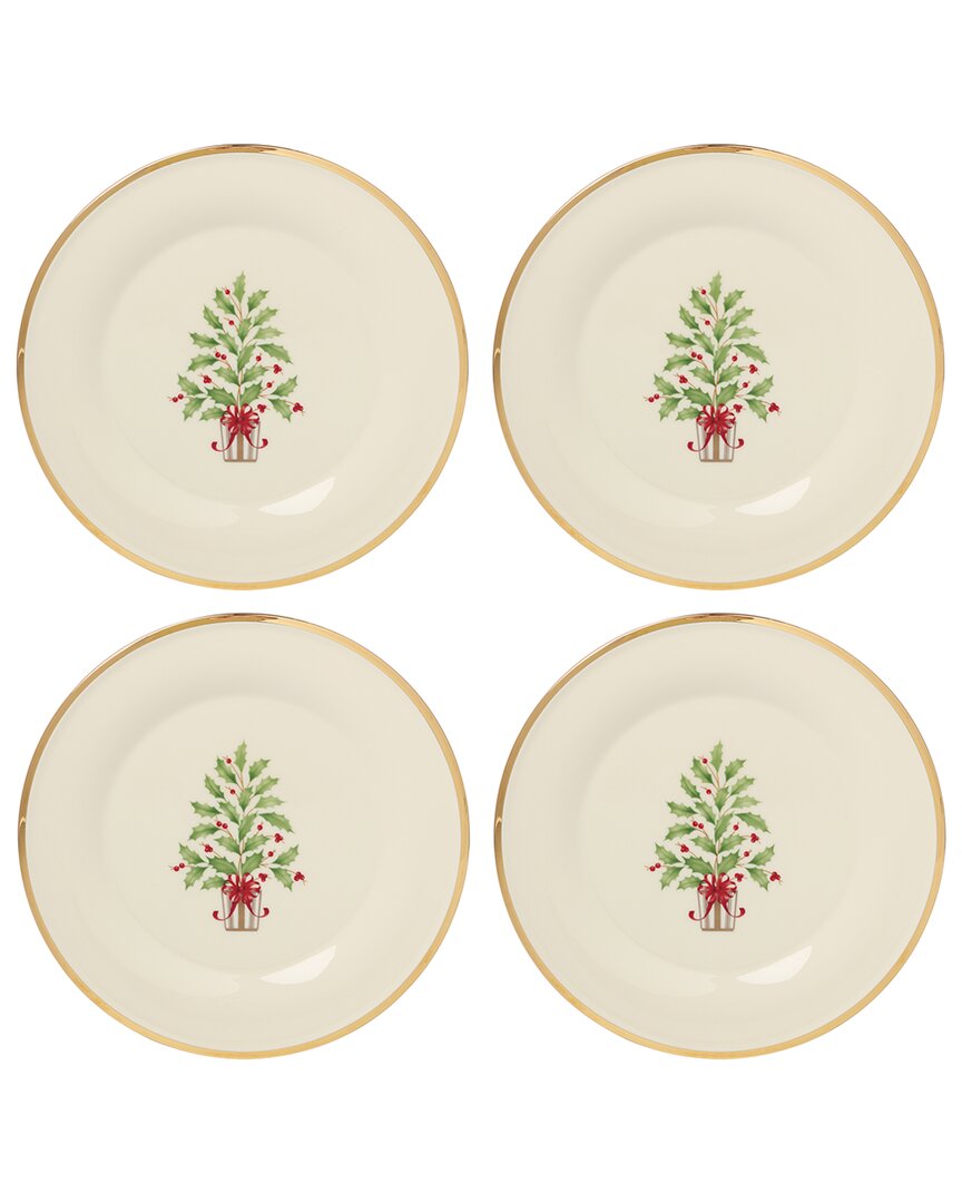 Lenox Set Of 4 Holiday Tree Accent Plates