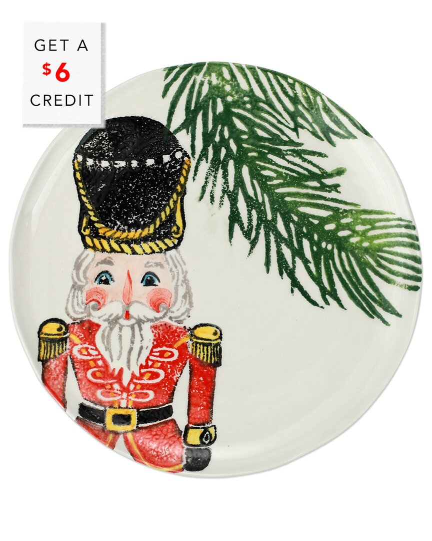 Vietri Nutcrackers Salad Plate With $6 Credit In Red