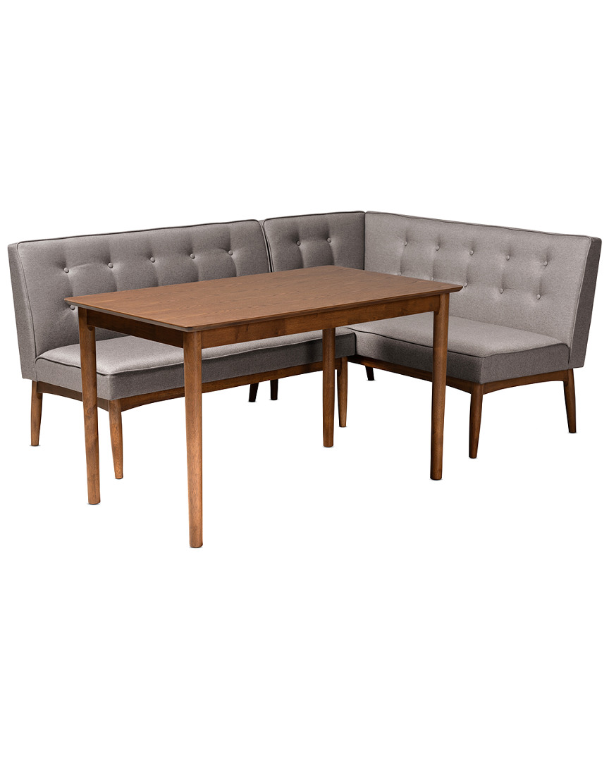 Design Studios Arvid Modern 3pc Wood Dining Nook Set