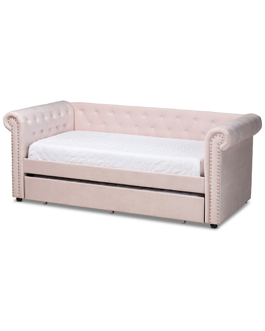 Design Studios Mabelle Light Pink Velvet Upholstered Daybed