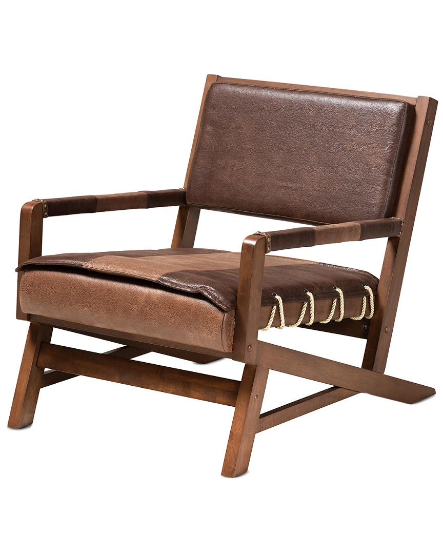 Design Studios Rovelyn Upholstered Walnut Finished Wood Lounge Chair