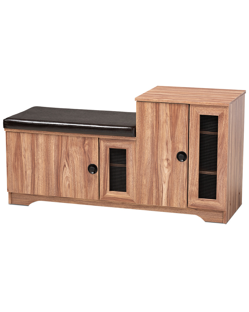 Design Studios Valina Upholstered 2-door Wood Shoe Storage Bench