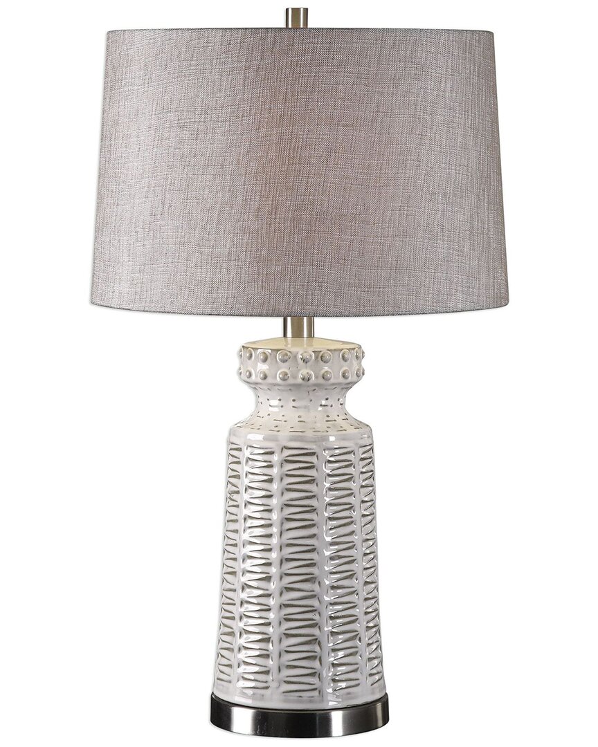 Uttermost Kansa Distressed Table Lamp In White