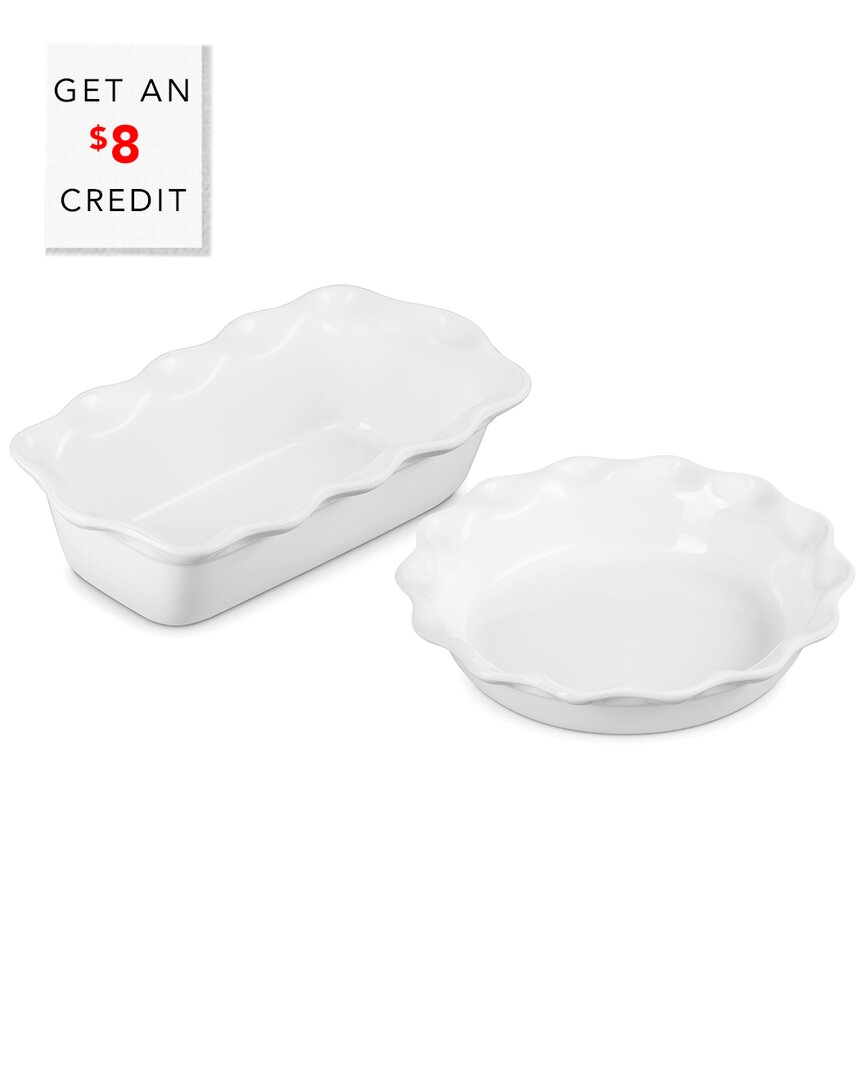 Le Creuset Stoneware Heritage Pie Dish & Fluted Loaf Pan Set