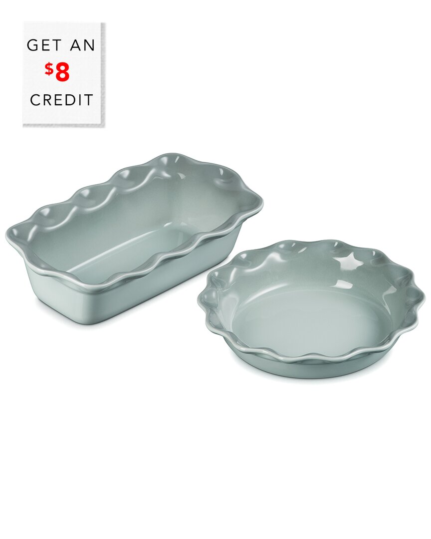 Le Creuset Stoneware Heritage Pie Dish & Fluted Loaf Pan Set