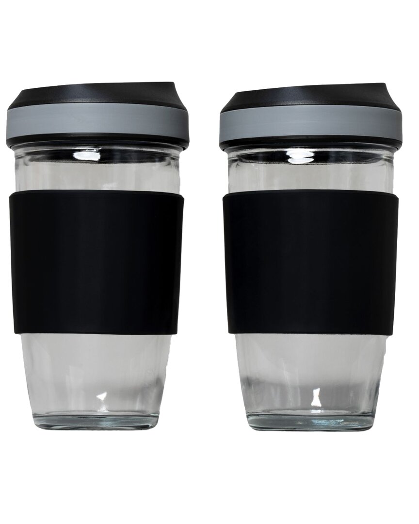 Genicook Set Of 2 Borosilicate Coffee Cup With Silicone Wrap, 16.2 oz