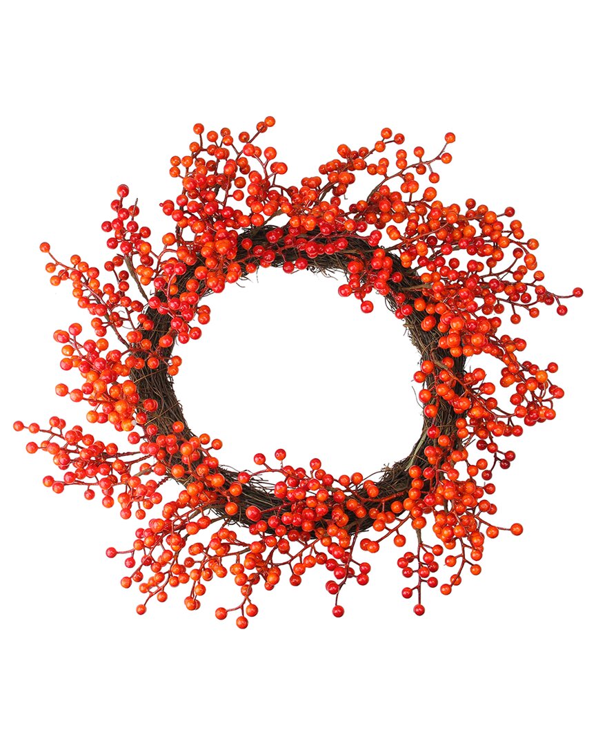 Northlight Red And Orange Artificial Berry Artificial Thanksgiving Wreath 18-in Unlit In Red