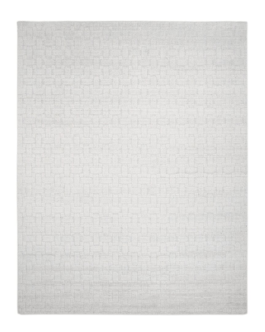 Solo Rugs Peyton Contemporary Geometric Hand-loomed Wool-blend Area Rug In Ivory