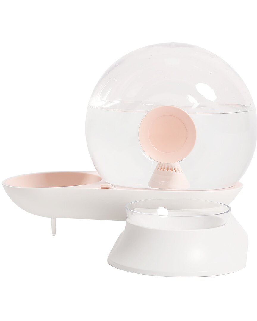 Pet Life 'auto-myst' Snail Shaped 2-in-1 Automated Gravity Pet Filtered Water Dispenser And Food Bo In Pink