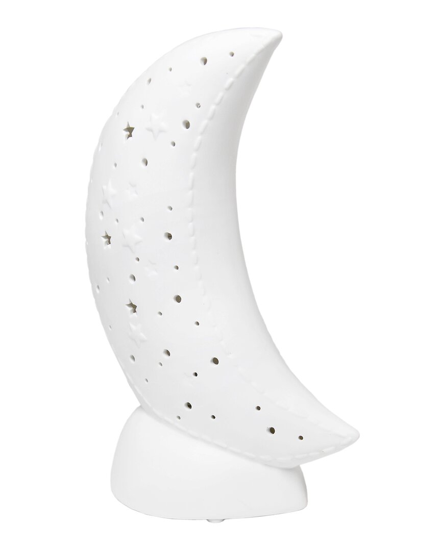 Lalia Home Porcelain Moon Shaped Table Lamp In White