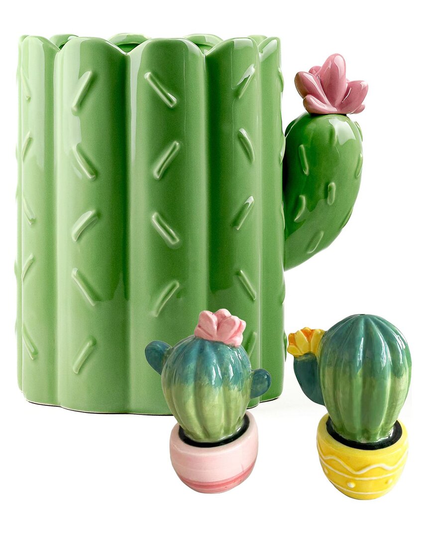 10 Strawberry Street Cactus Utensil Crock & Shakers Counter Set