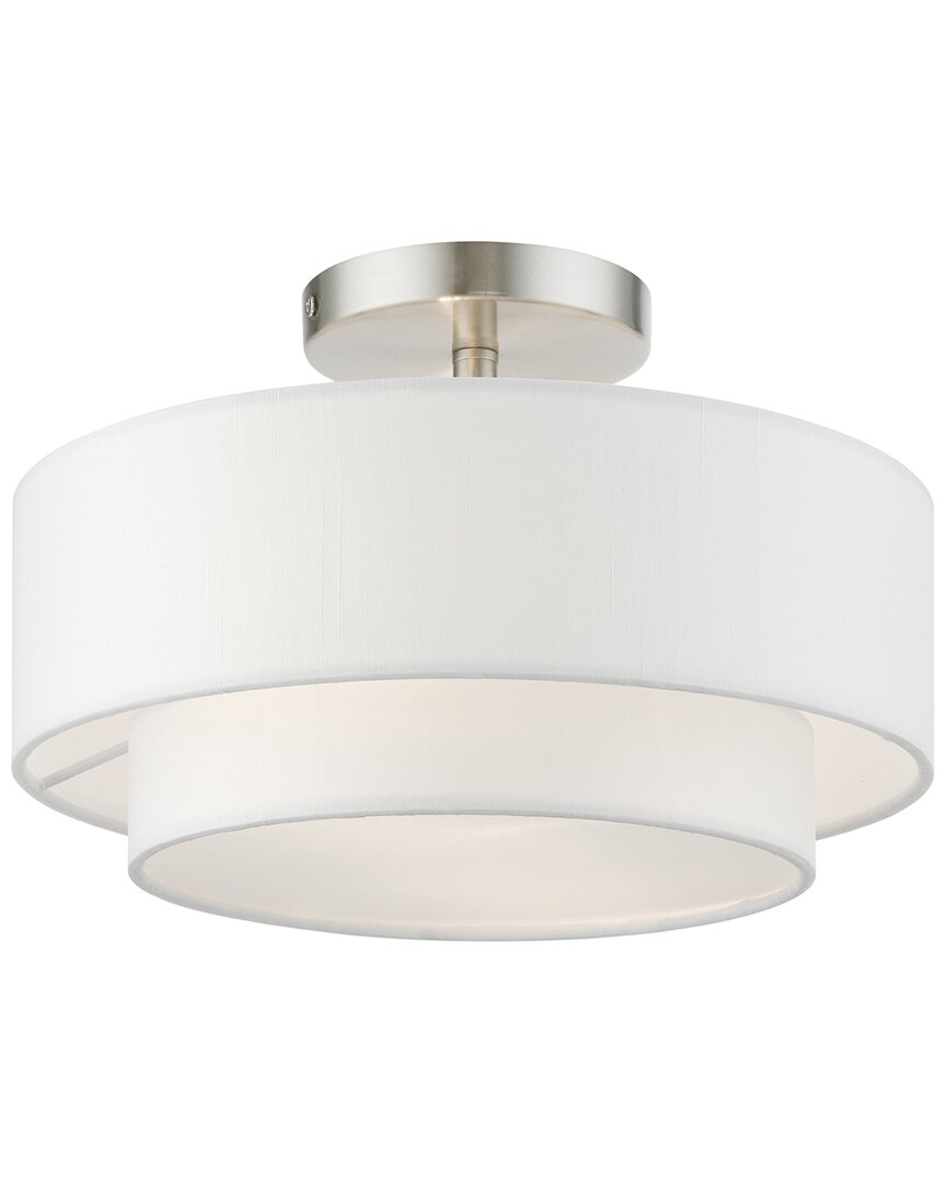Livex Lighting 2 Light Brushed Nickel Semi-flush