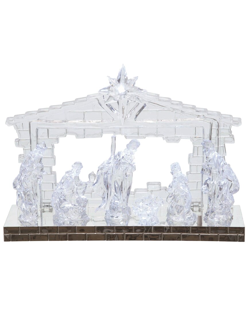 Shop Transpac Artificial 12in Silver Christmas Light Up Musical Nativity Decor